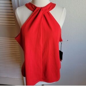 Halogen gorgeous Red Halter Twist Front Blouse NWOT